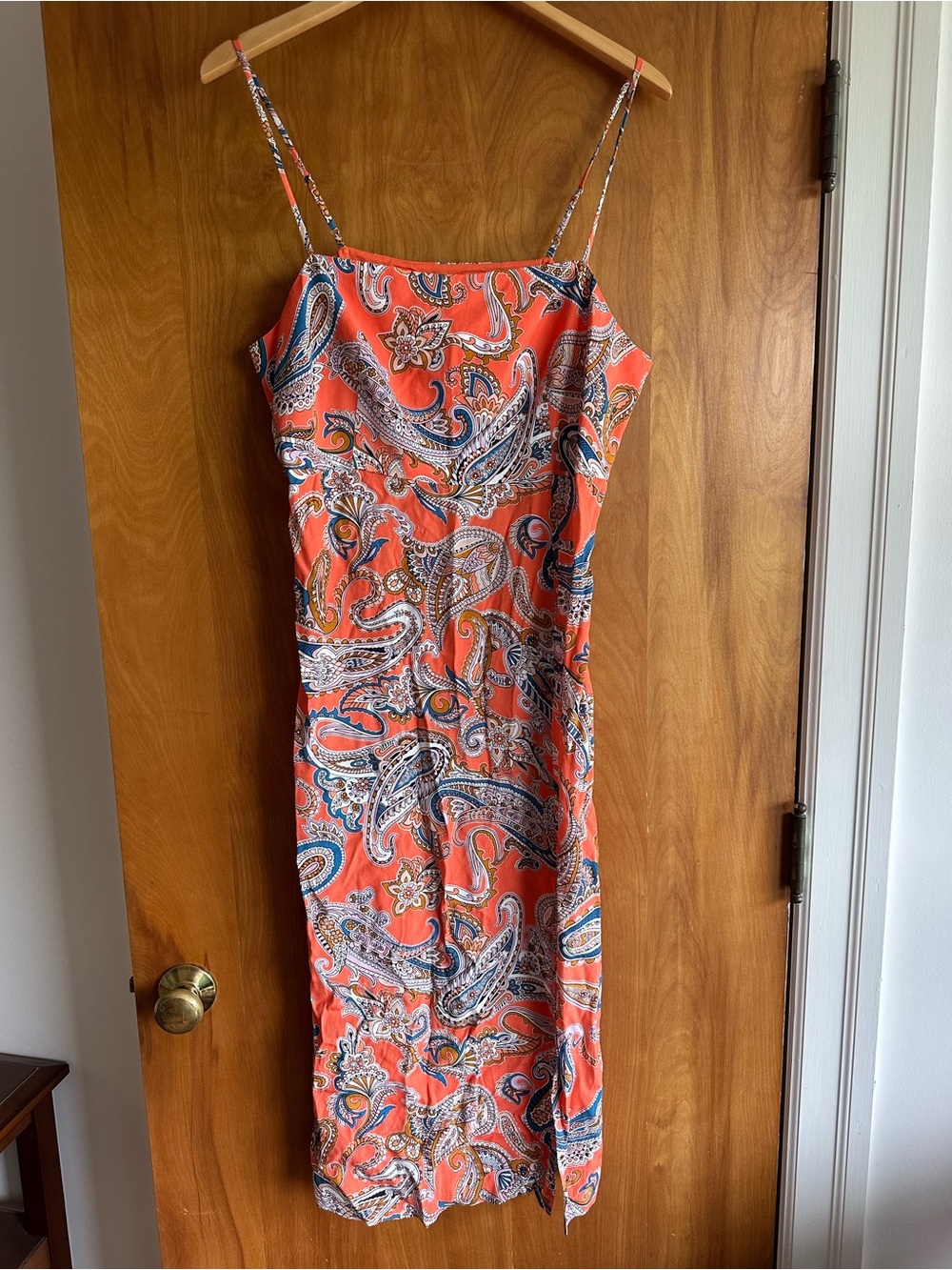 Boden Coral Paisley Midi Slip Dress
